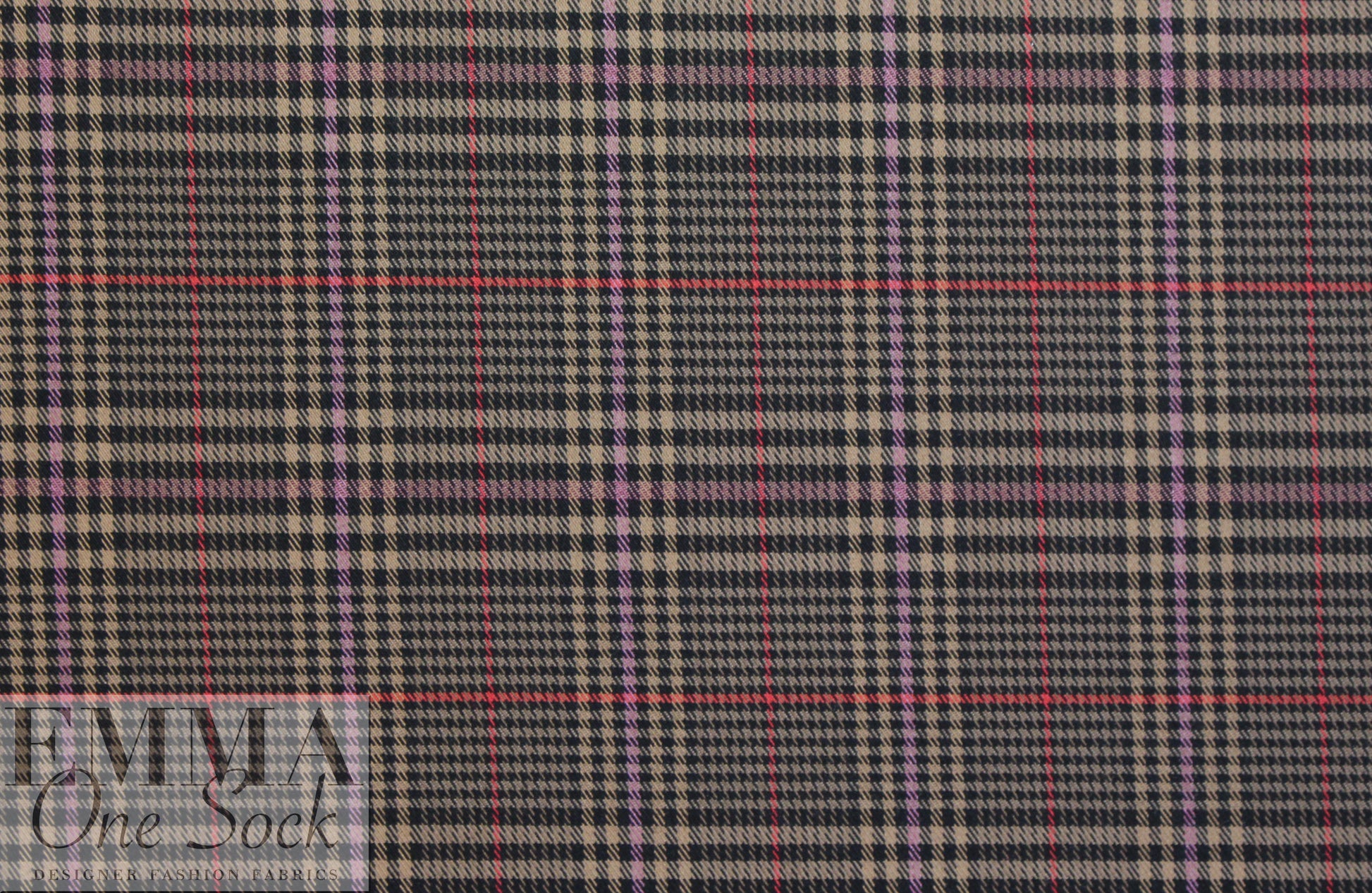 NY designer stretch yarn dyed plaid - camel/black/etc.