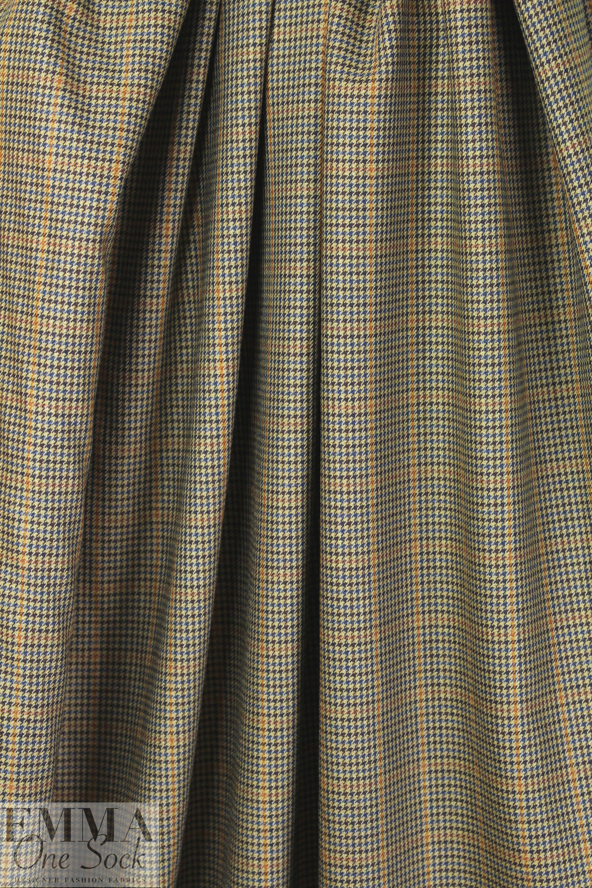 NY designer stretch yarn dyed plaid - camel houndstooth .625 yds