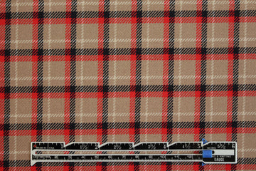 NY designer stretch yarn dyed plaid - red/black/camel 1.5 yds