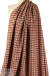 NY designer stretch yarn dyed plaid - red/black/camel 2.5 yd