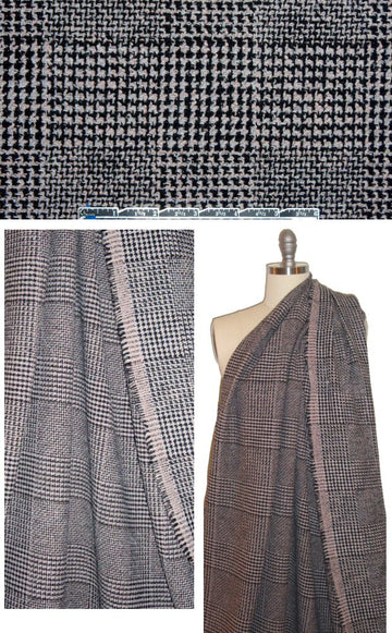Rebecca Tay1or blush/gray glen plaid stretch suiting 1.625 yd