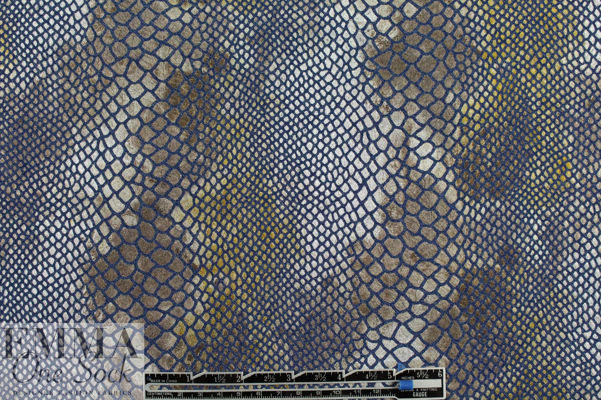Italian python over-printed high-fashion stretch denim 1.125 yds