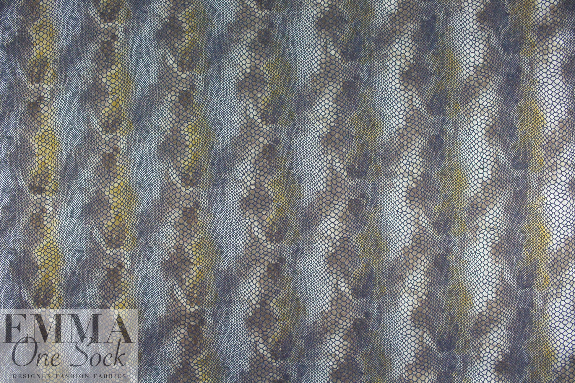 Italian python over-printed high-fashion stretch denim 1.125 yds
