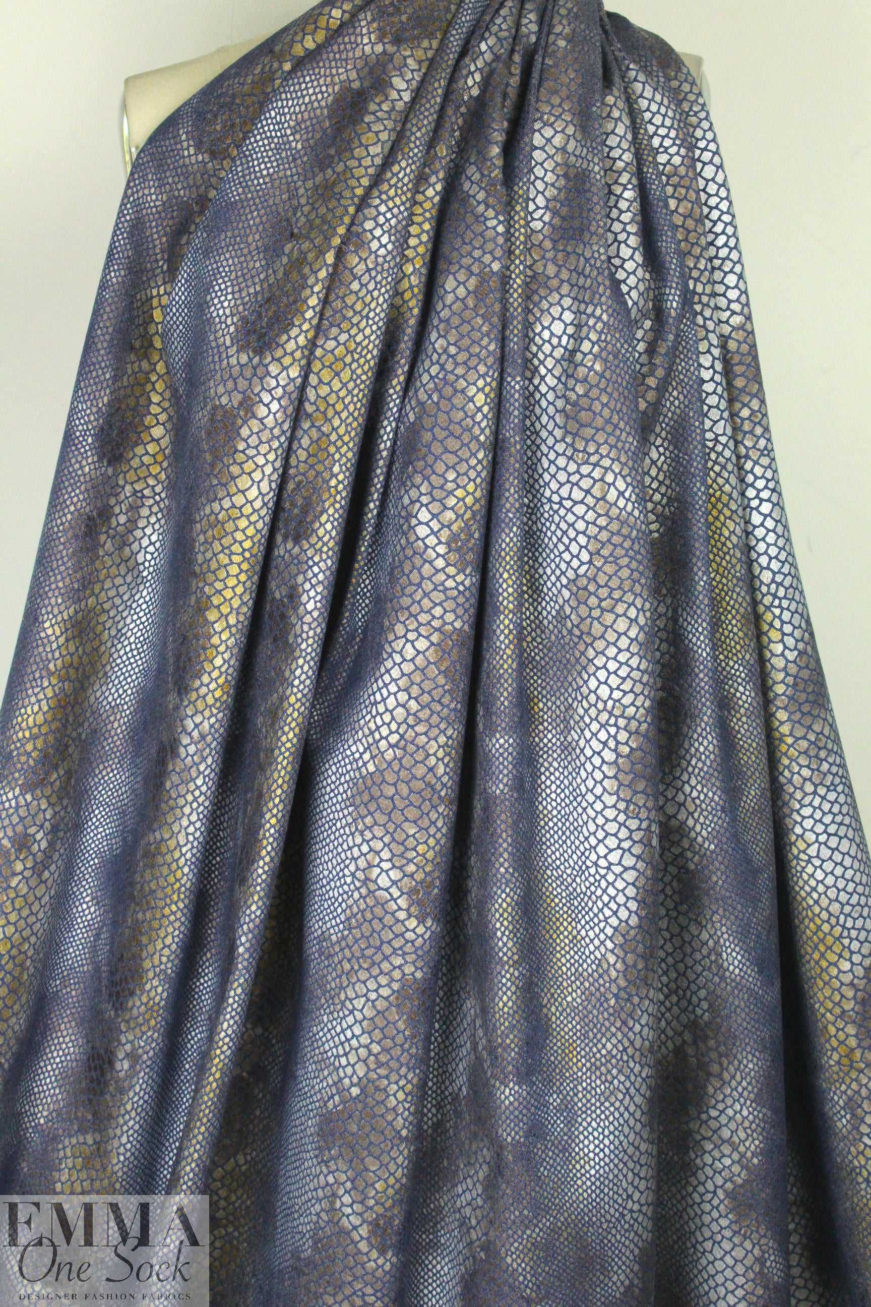 Italian python over-printed high-fashion stretch denim 1.125 yds