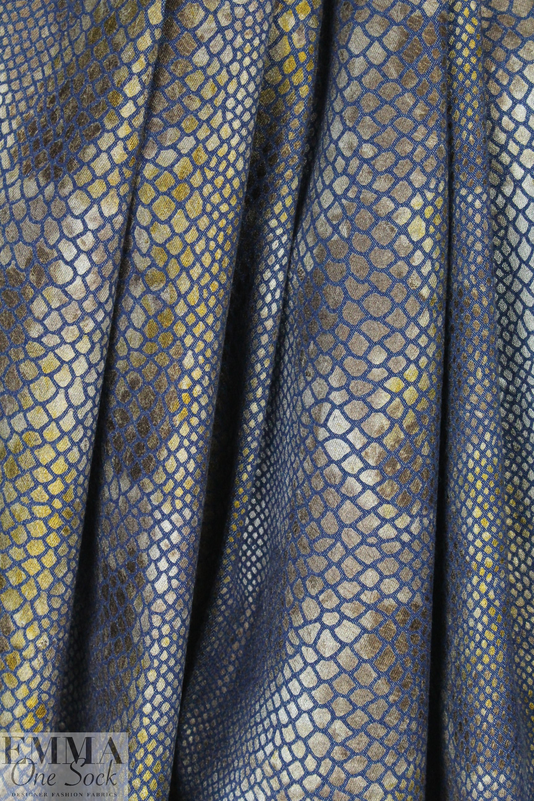 Italian python over-printed high-fashion stretch denim 1.25 yds