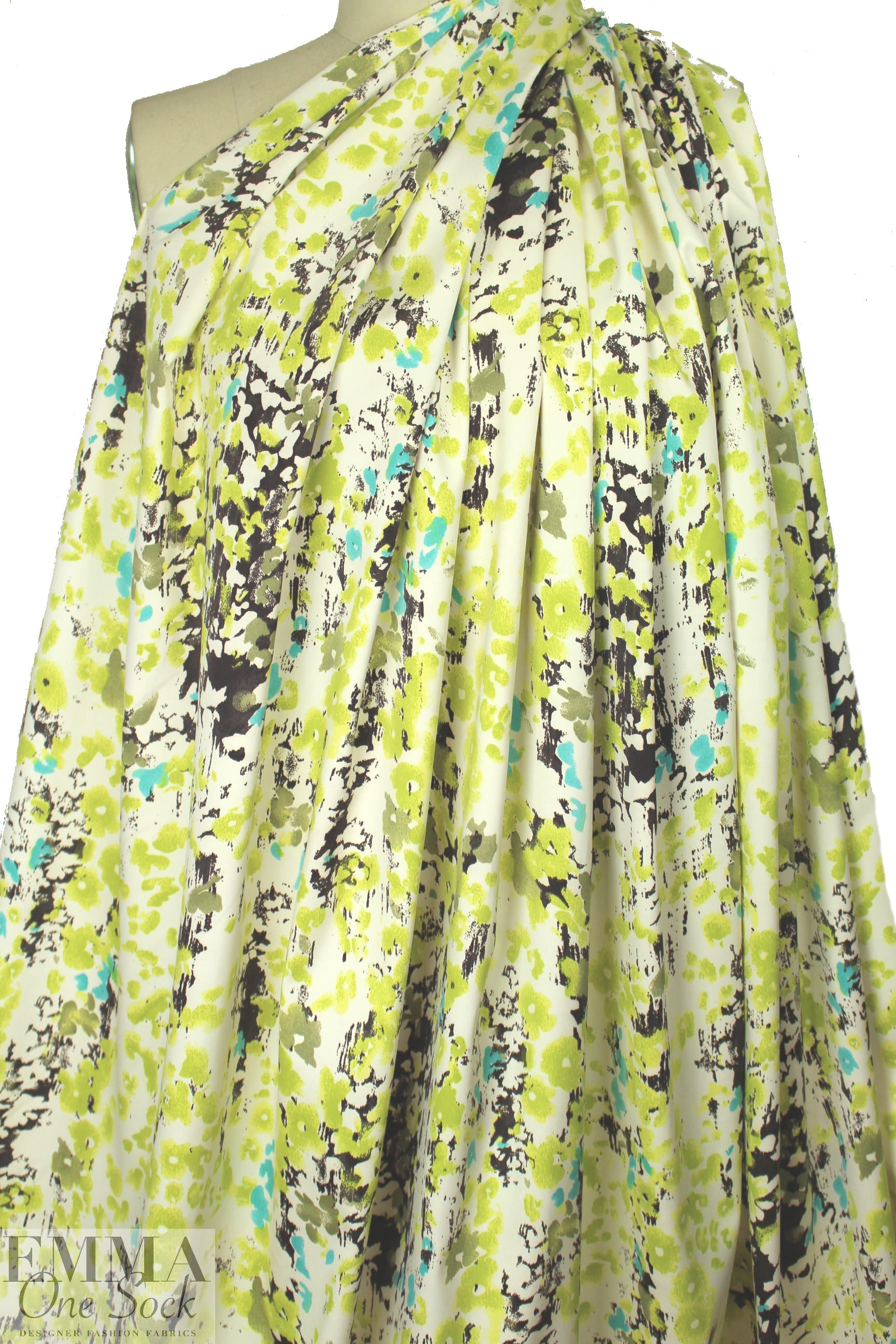 Italian printed stretch sateen rainwear - lime 1.875 yd