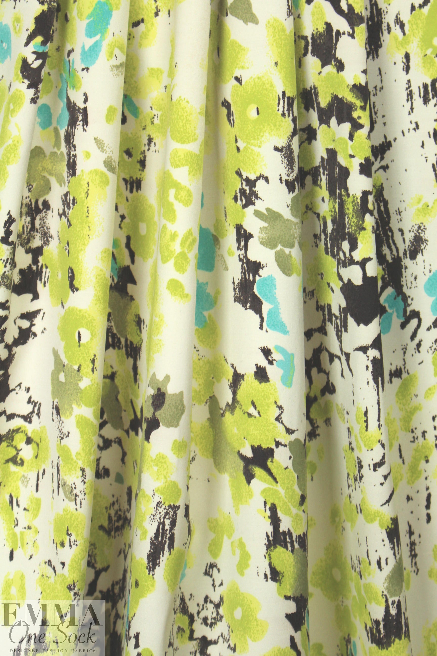 Italian printed stretch sateen rainwear - lime 1.875 yd