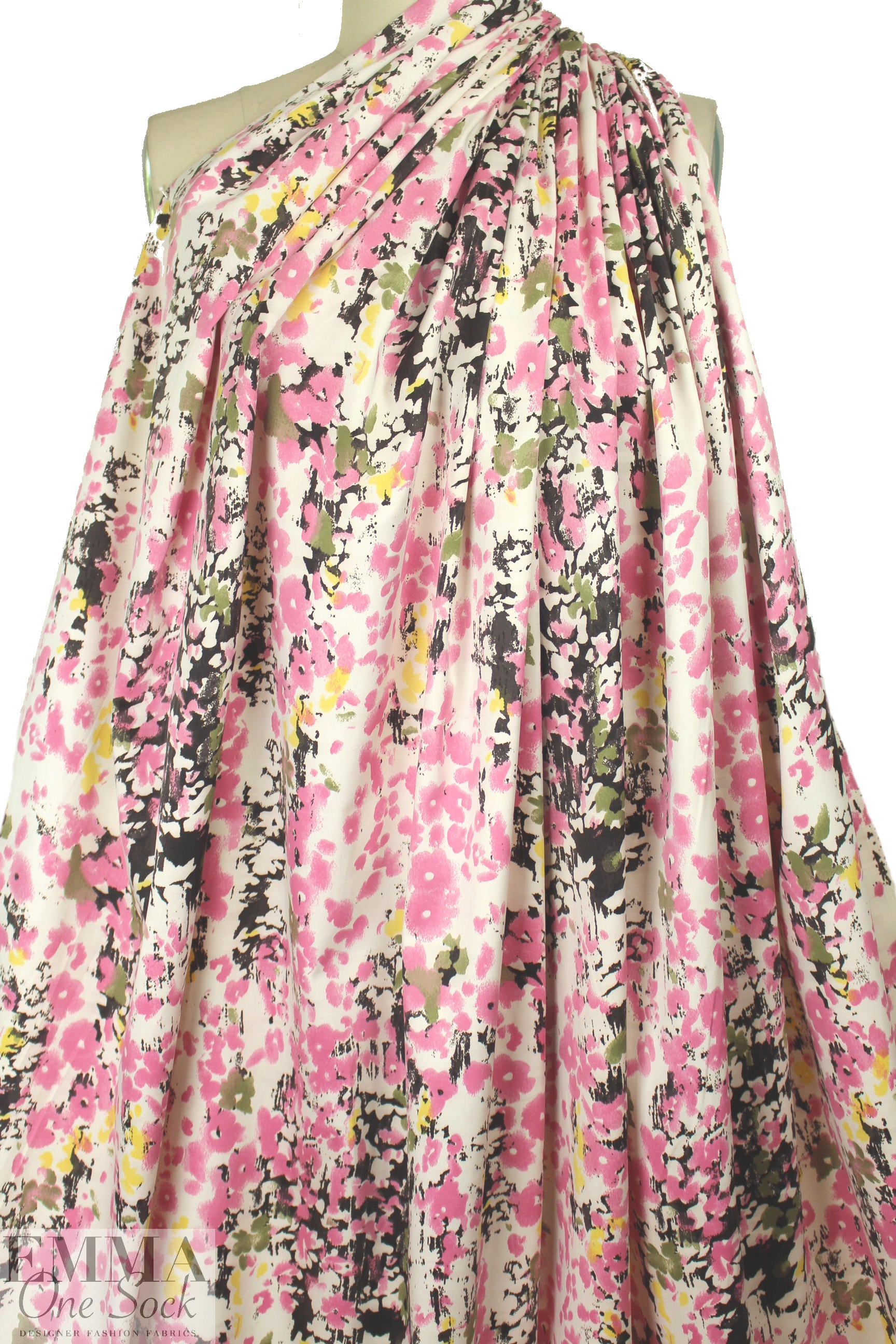 Italian printed stretch sateen rainwear - pink