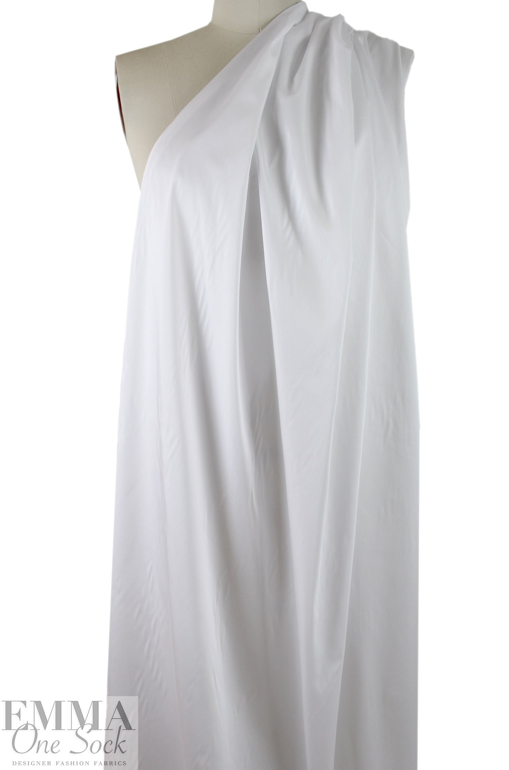 cotton/nylon stretch poplin shirting - white 1 yard