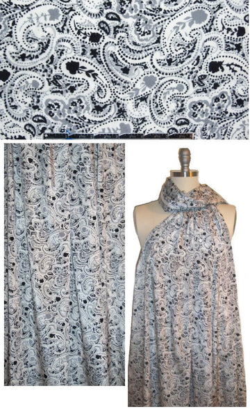DKNY pretty paisley silk/lycra - gray/white/black