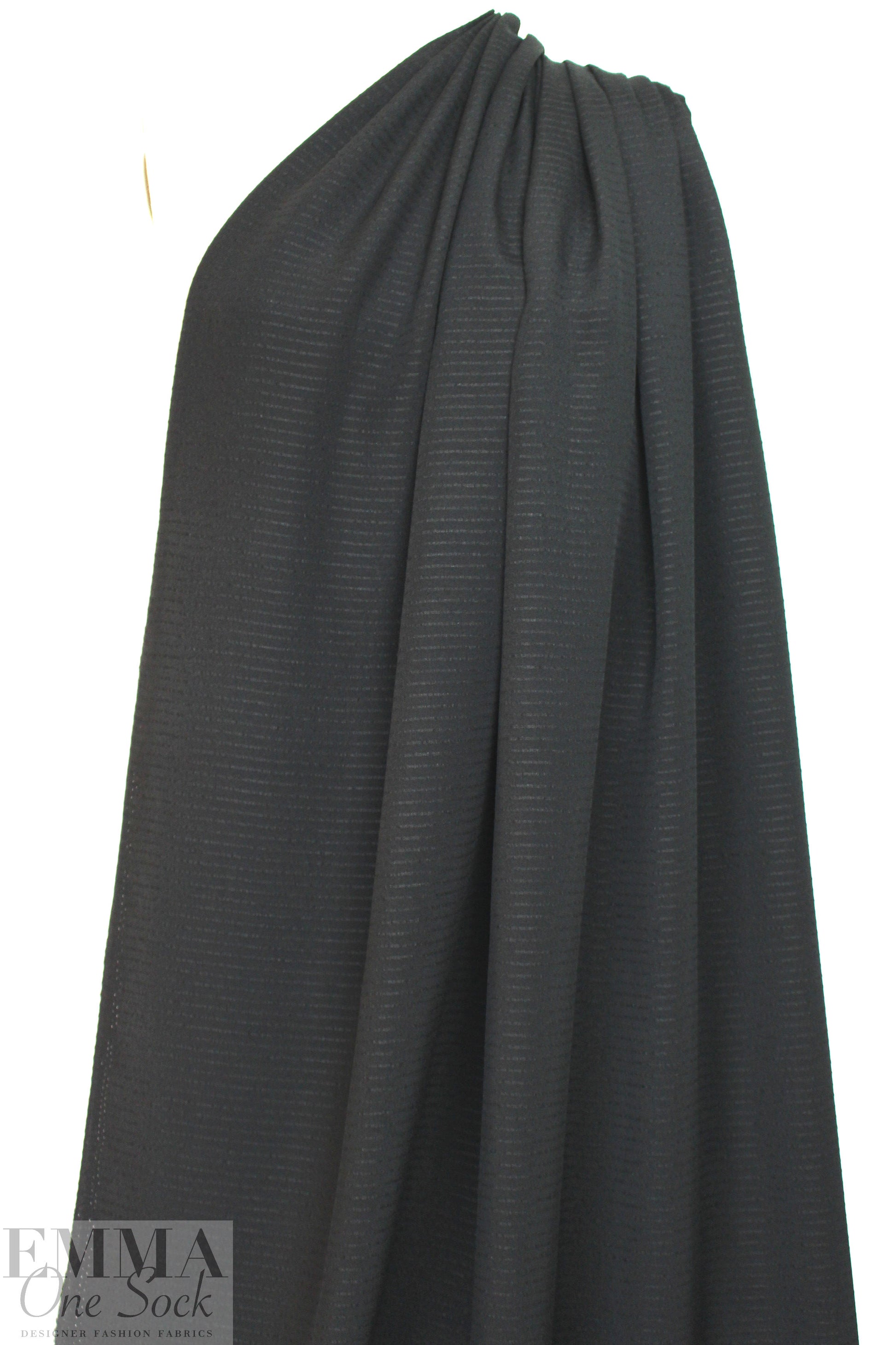 Derek L@m viscose/silk stretch textured black stripe 2.75 yd