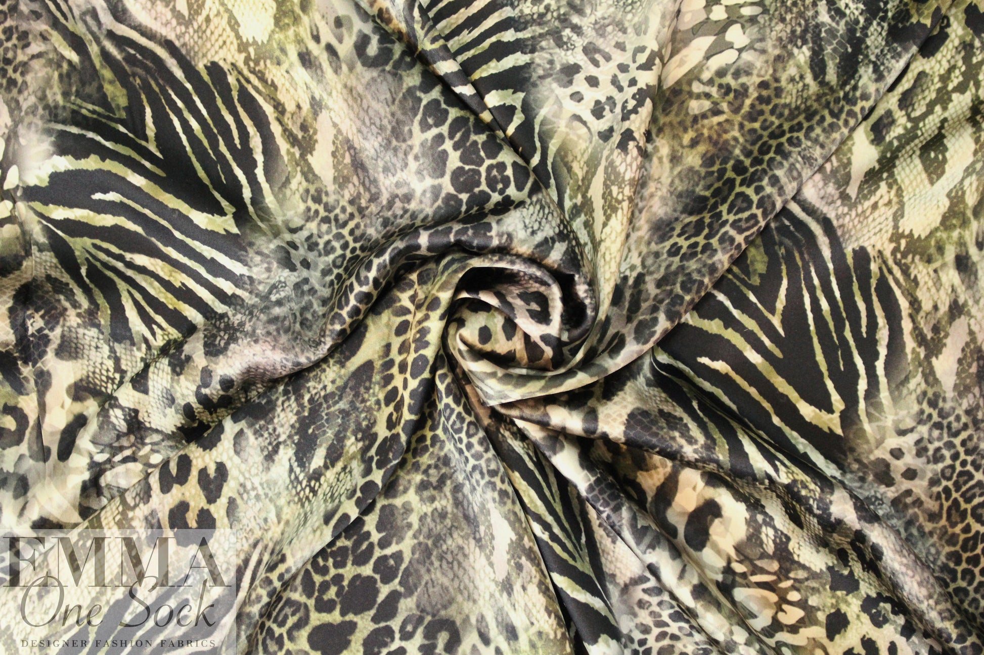 NY designer animal print montage silk stretch charmeuse