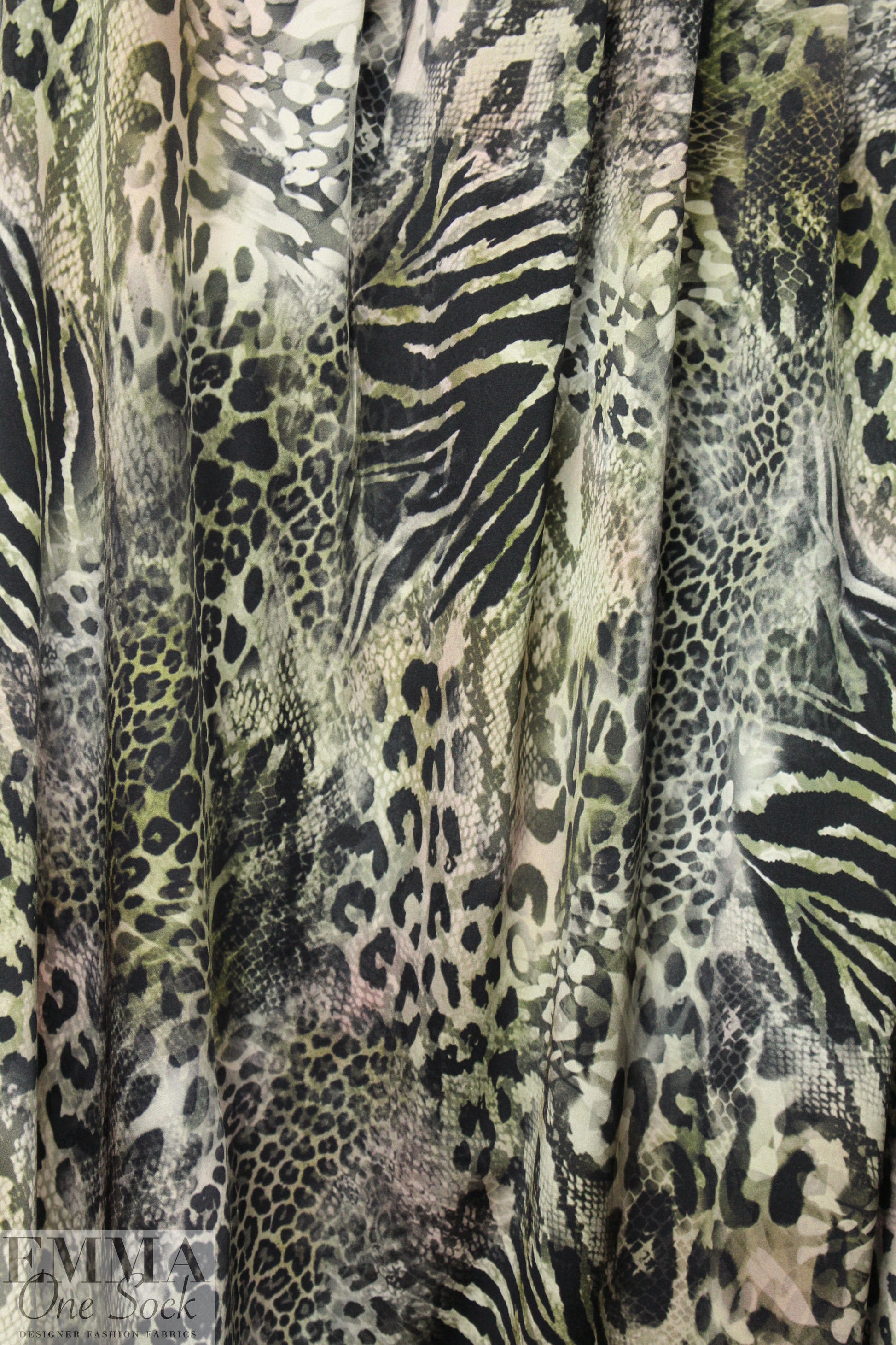 NY designer animal print montage silk stretch charmeuse
