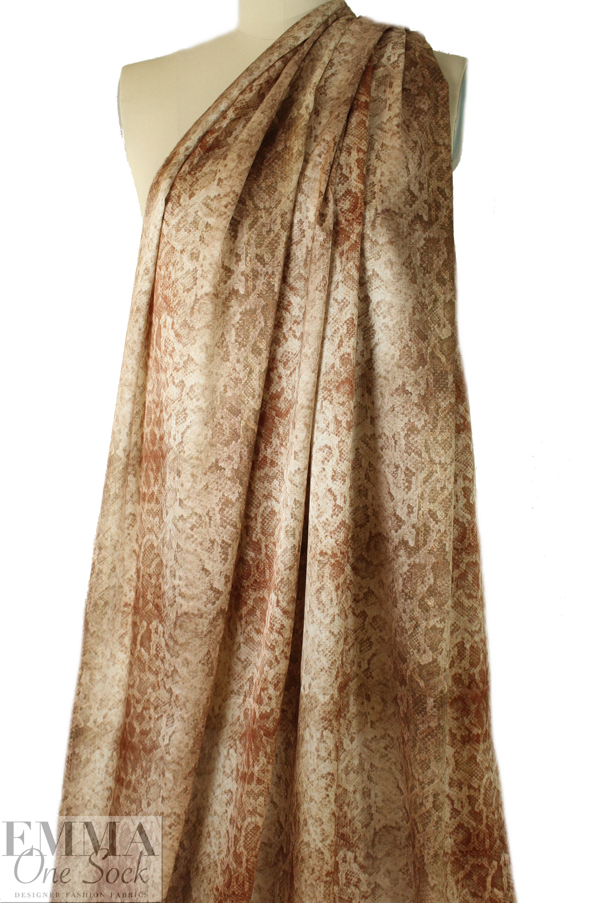 NY designer bronze python print silk stretch charmeuse 1.5 yds