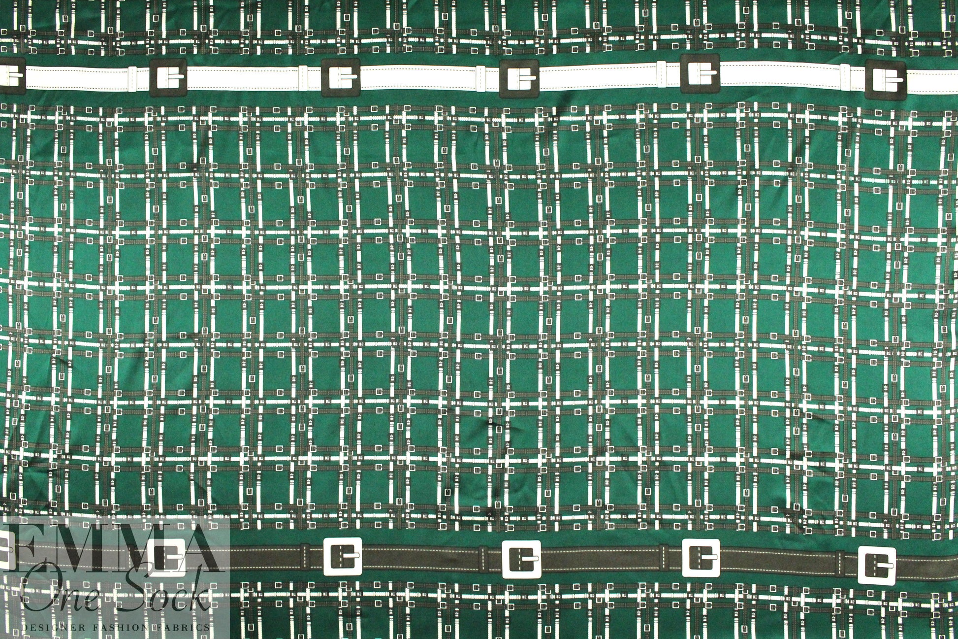 NY designer 'green belt' panel stretch silk charmeuse
