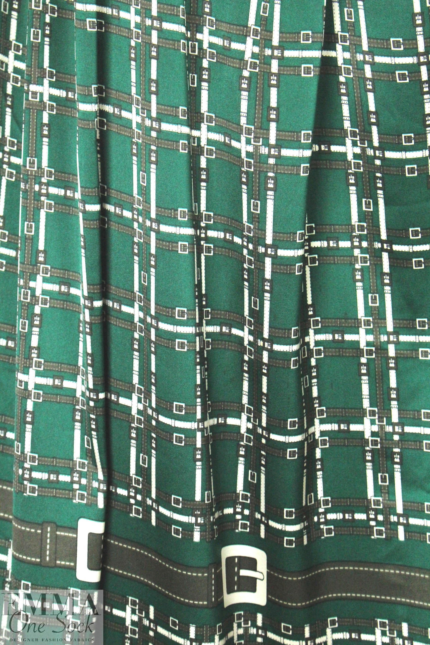 NY designer 'green belt' panel stretch silk charmeuse