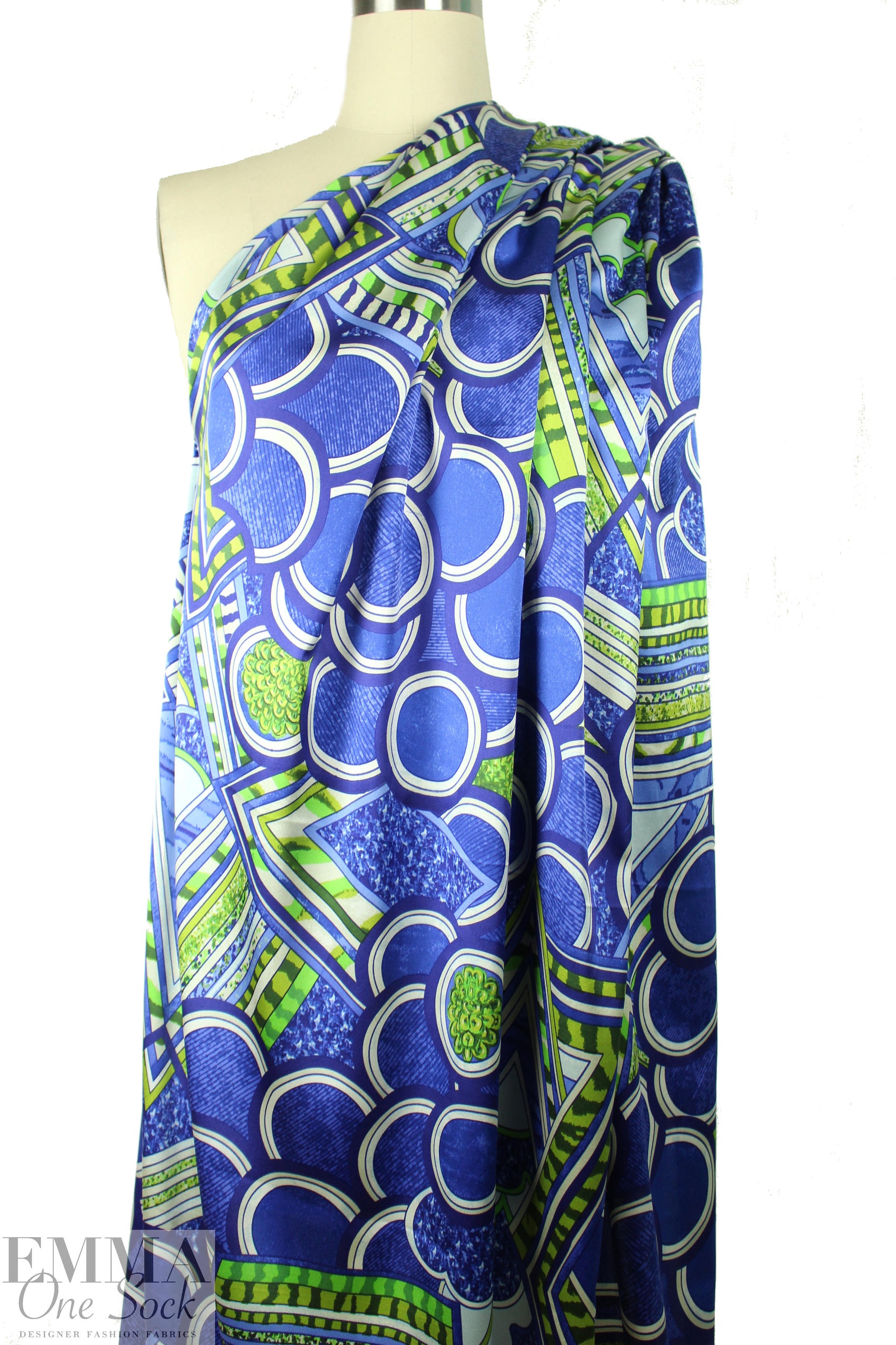 NY designer mod graphic stretch silk charmeuse .875 yds