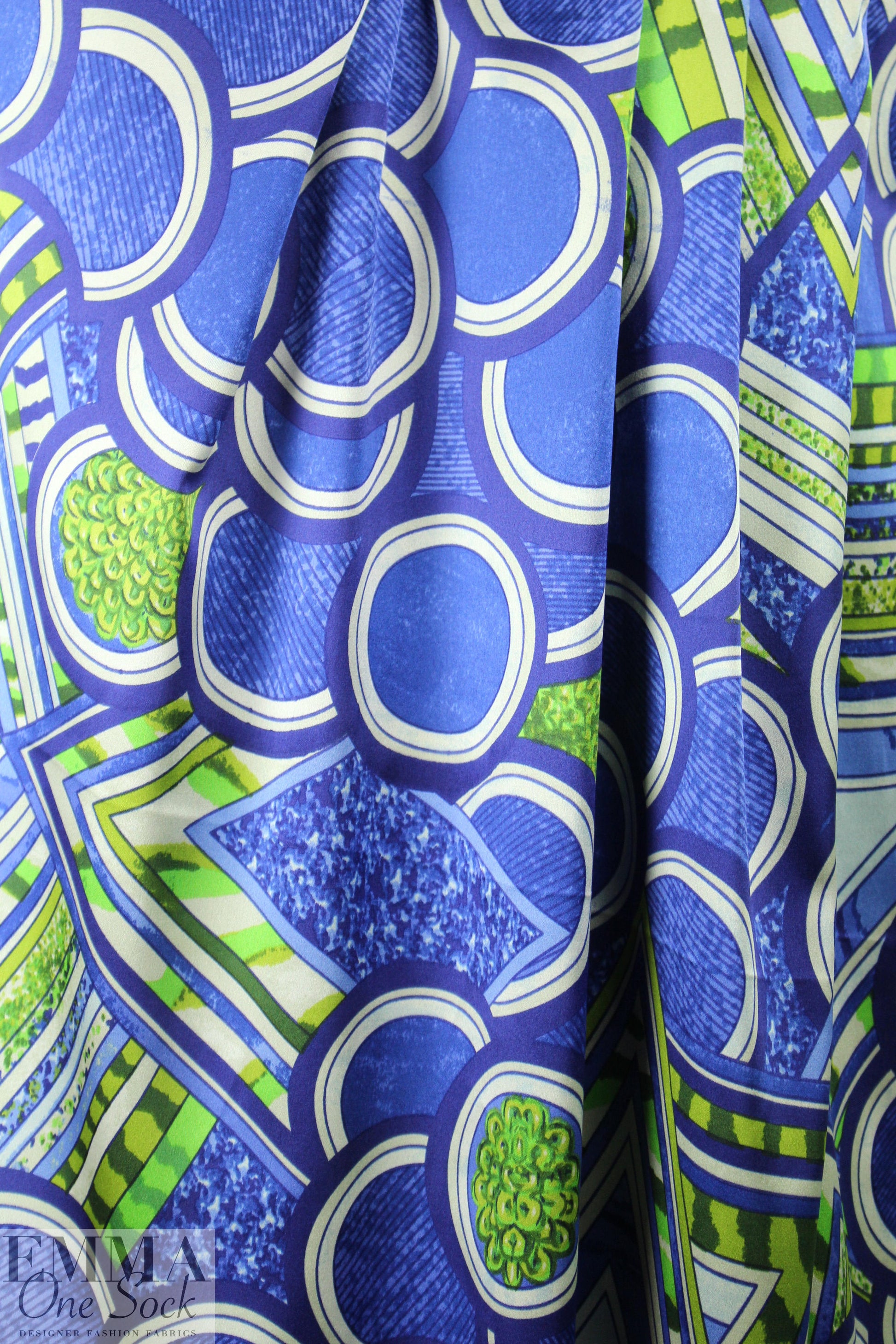 NY designer mod graphic stretch silk charmeuse