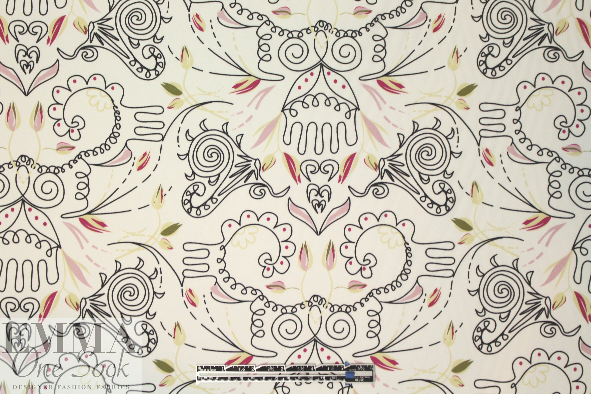 NY designer doodly graphy silk stretch blouseweight