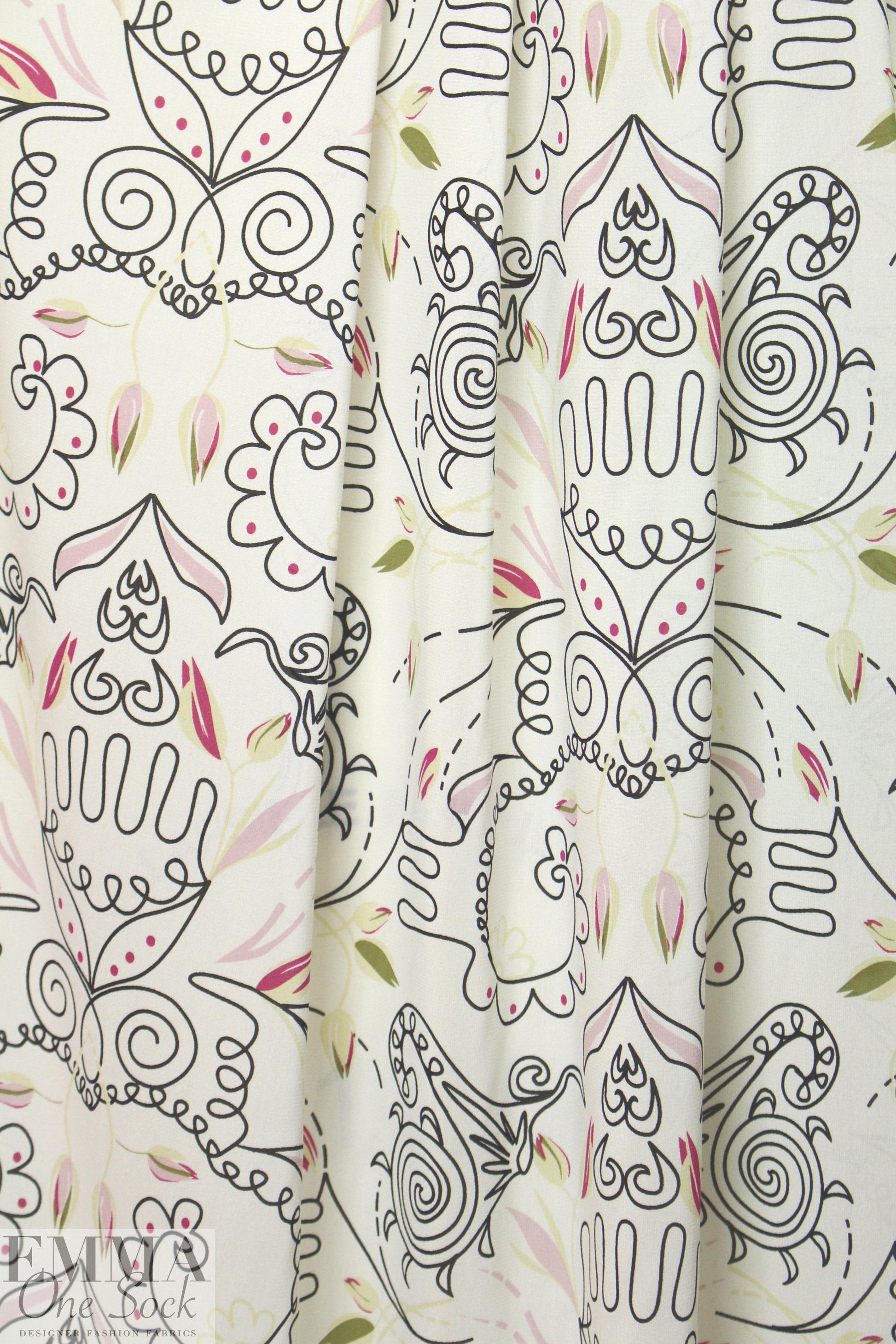 NY designer doodly graphy silk stretch blouseweight