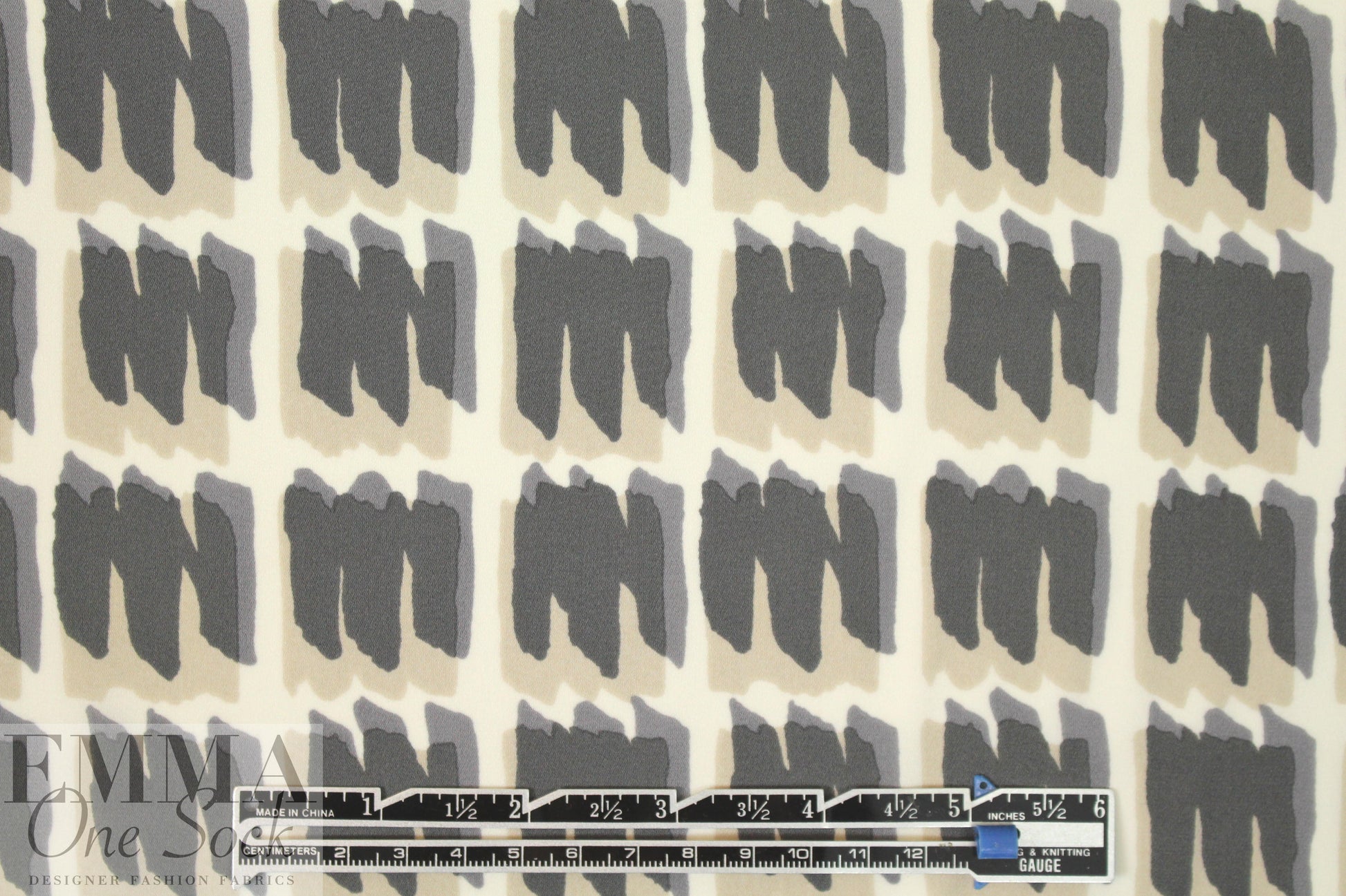 Italian scribble squares silk double georgette 1.5 yd