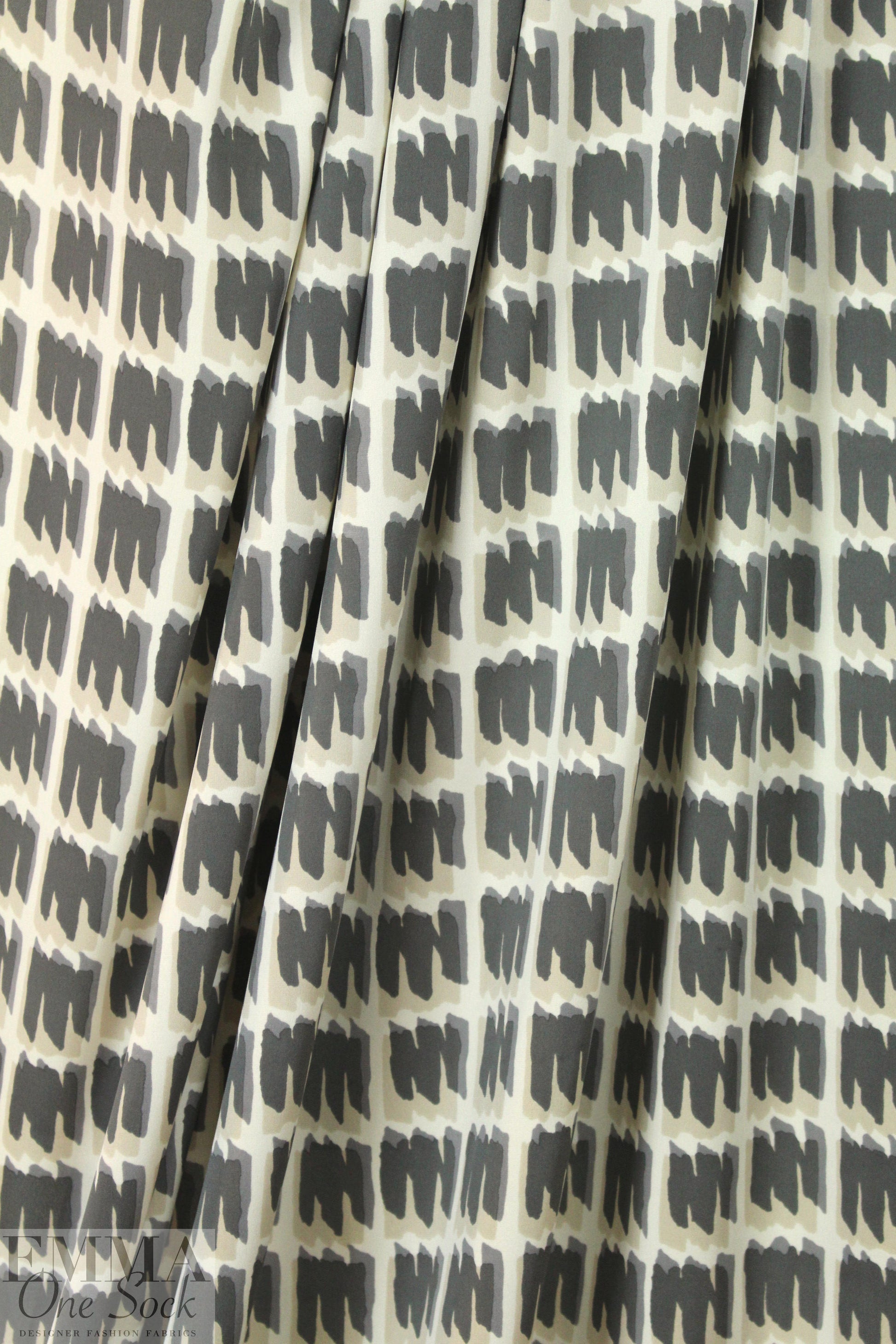 Italian scribble squares silk double georgette