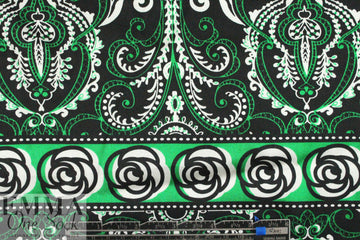 NY designer kelly scroll panel stretch silk charmeuse