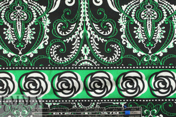 NY designer kelly scroll panel stretch silk charmeuse .75 yds Partial Panel