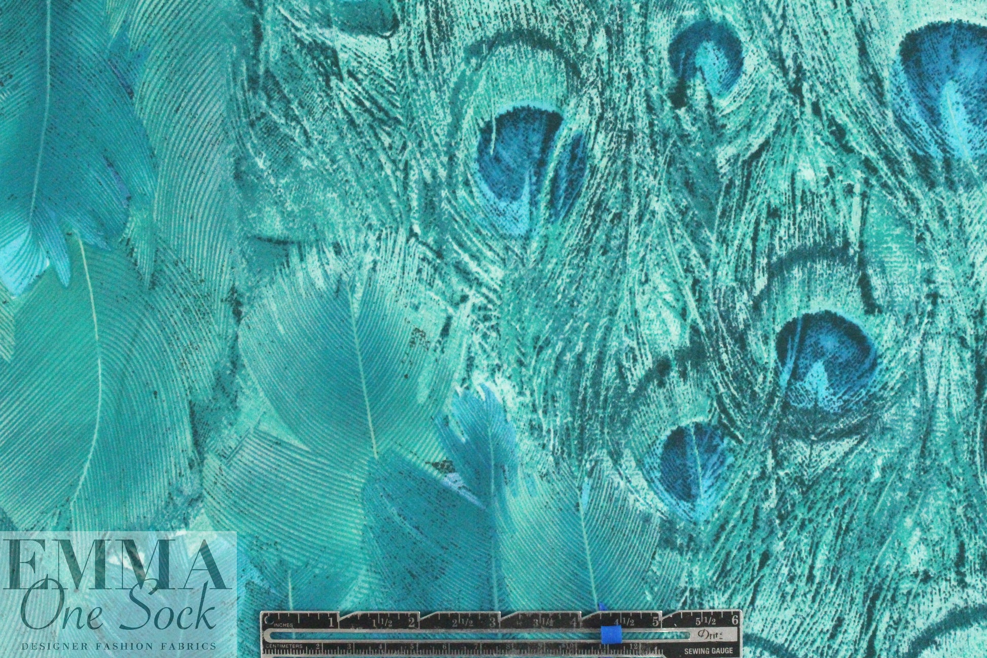 NY designer peacock montage stretch silk chiffon