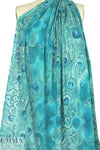NY designer peacock montage stretch silk chiffon