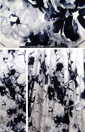 Tahari pen and ink floral stretch silk charmeuse