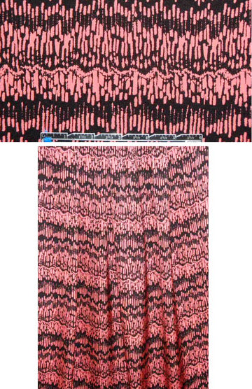 NY designer coral/black graphic silk stretch CDC