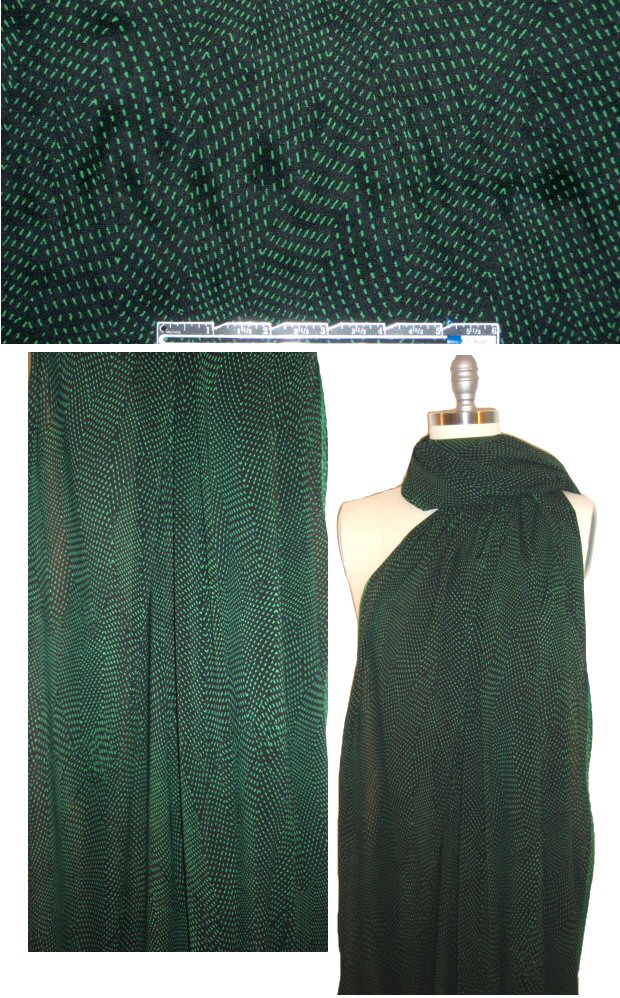 NY designer kelly/black dashy graphic stretch silk