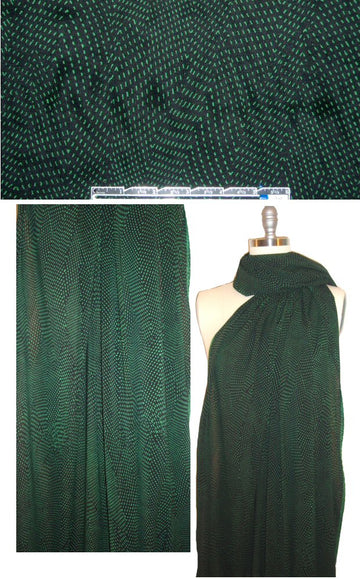 NY designer kelly/black dashy graphic stretch silk 1.375 yd