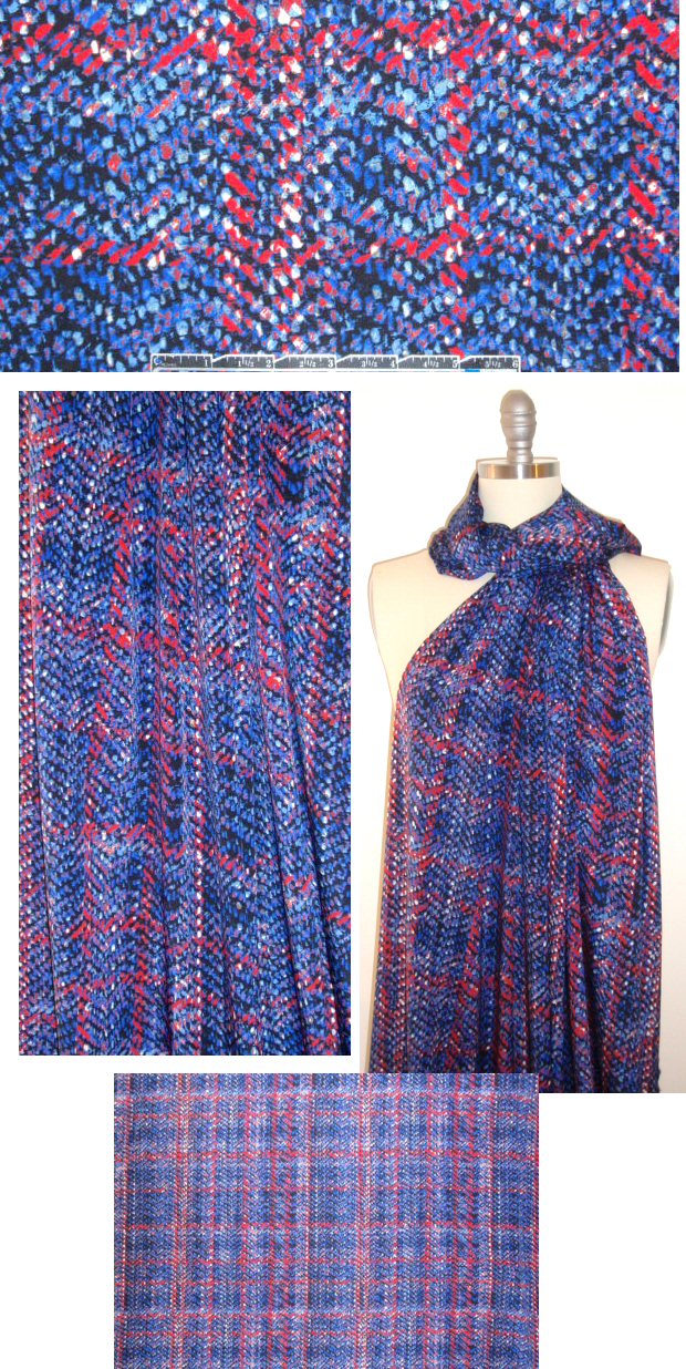 NY designer 'pointillistic plaid' stretch silk woven