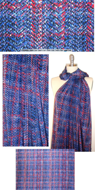 NY designer 'pointillistic plaid' stretch silk woven