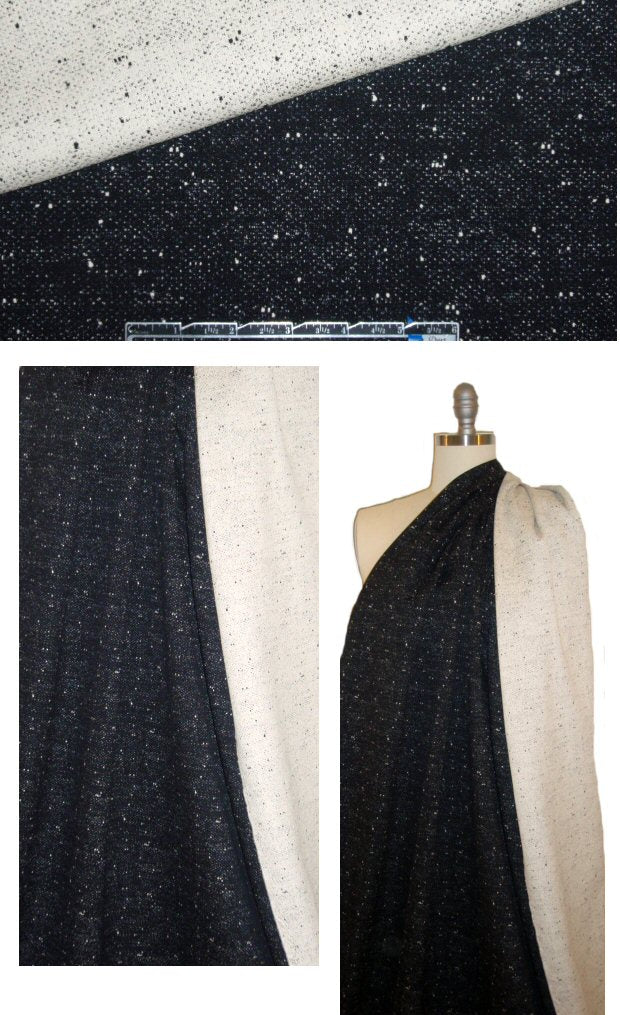 NY designer reversible speckled cotton stretch suiting 1.95 yds