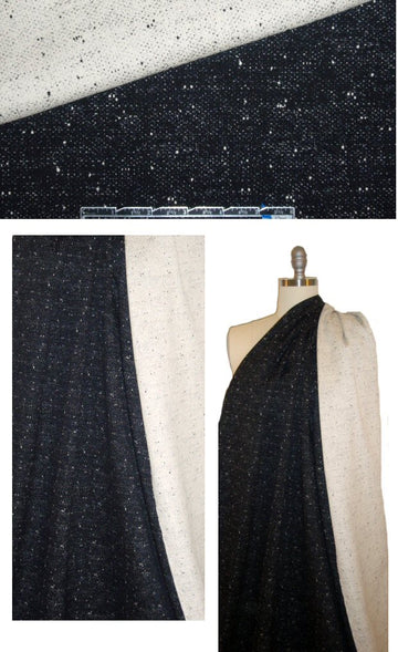 NY designer reversible speckled cotton stretch suiting 1.95 yds