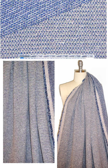 NY designer 4-way stretch tweed - blue/natural