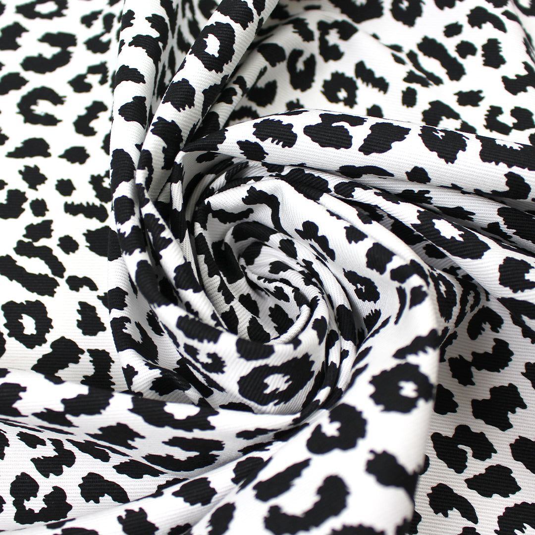 Italian 'snow leopard' stretch cotton twill 1.25 yds