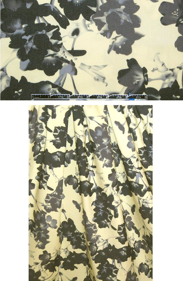 silhouette blossoms printed stretch twill - butter