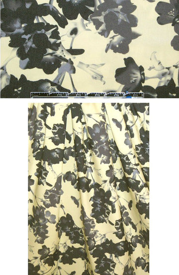 silhouette blossoms printed stretch twill - butter 1.25 yd
