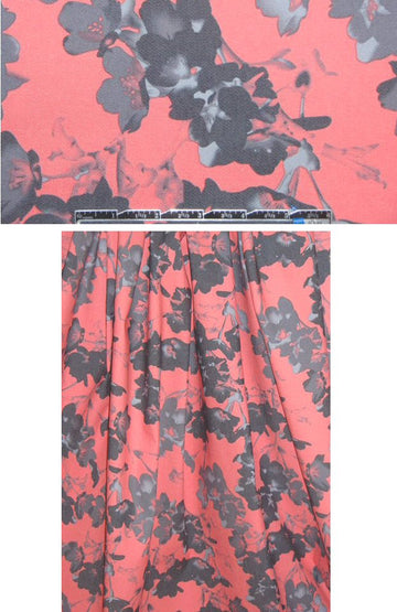 silhouette blossoms printed stretch twill - salmon rose