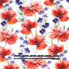 Italian 'poppy and purple' stretch cotton sateen 1.5 yd