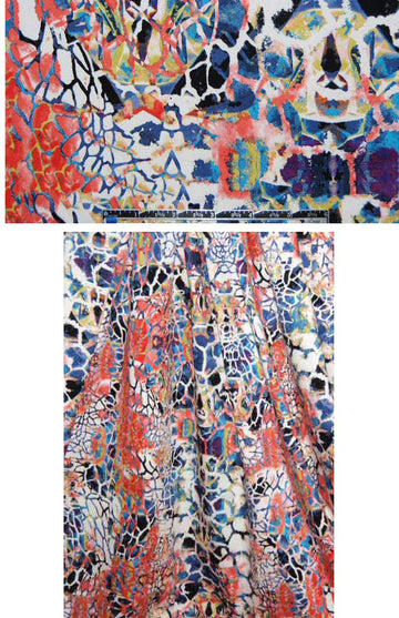 totem/animal mosaic printed stretch twill