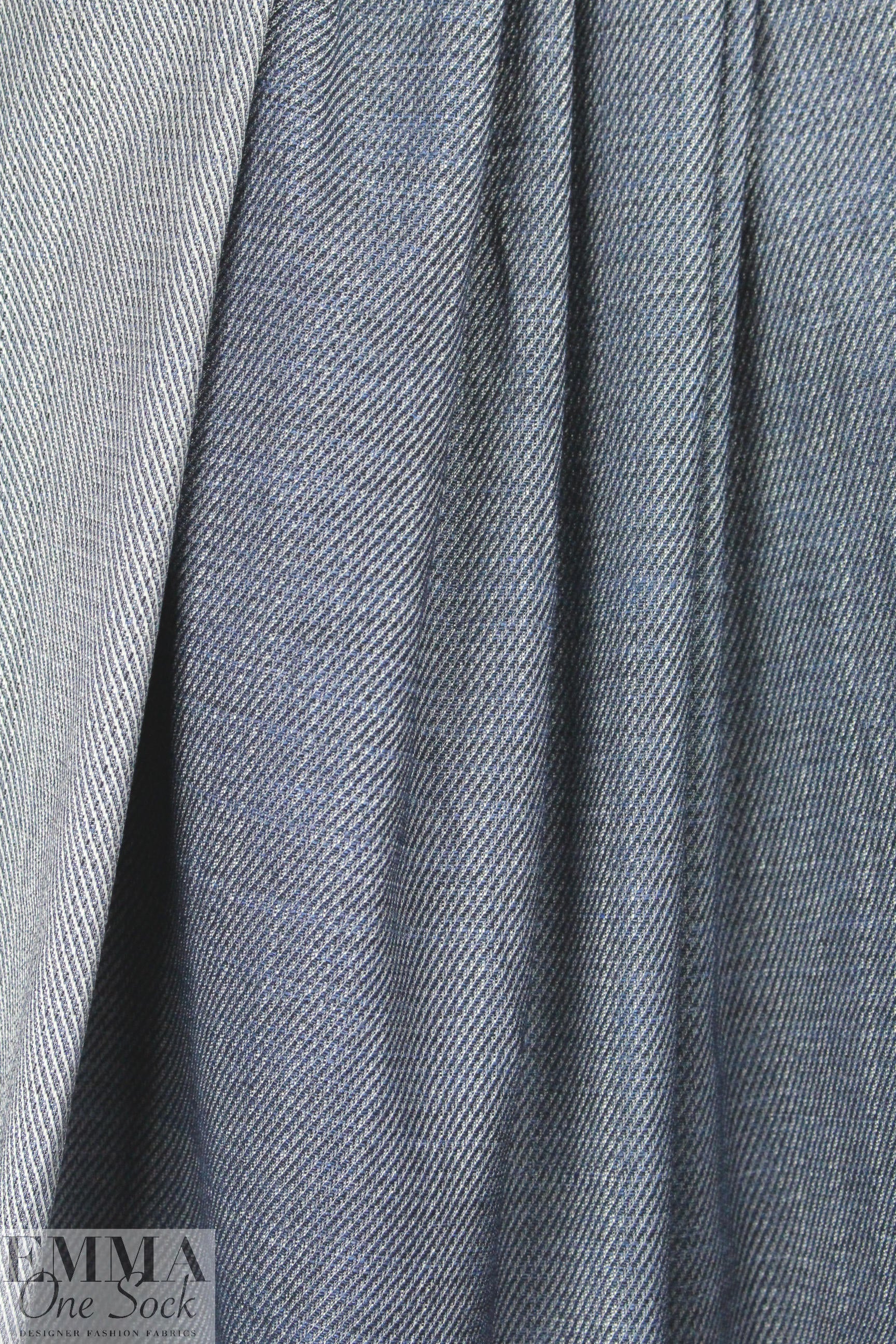 Lander0 viscose blend stretch twill - blue/silver 1.75 yd