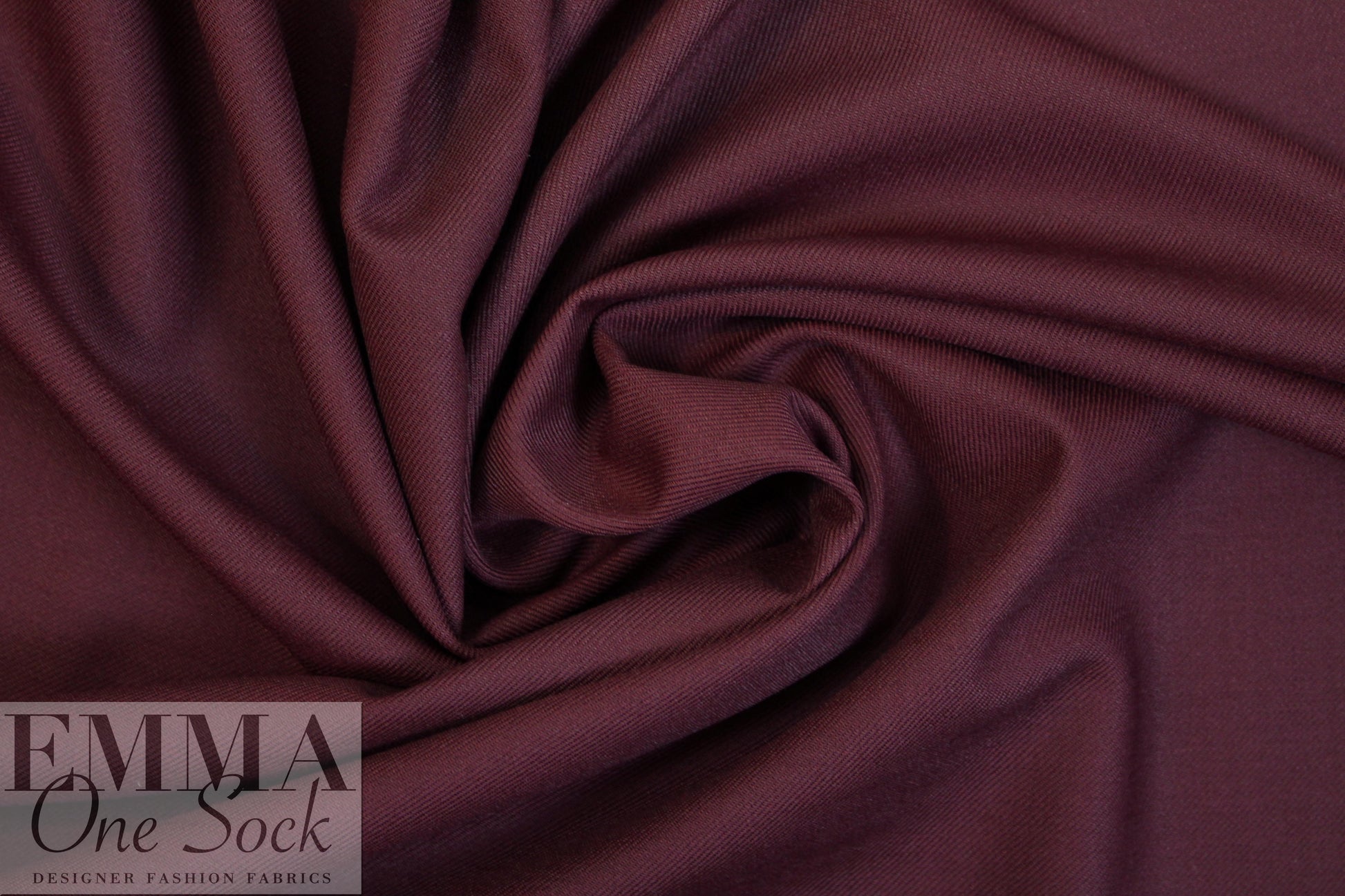 Italian stretch wool blend twill suiting - port .875 yds