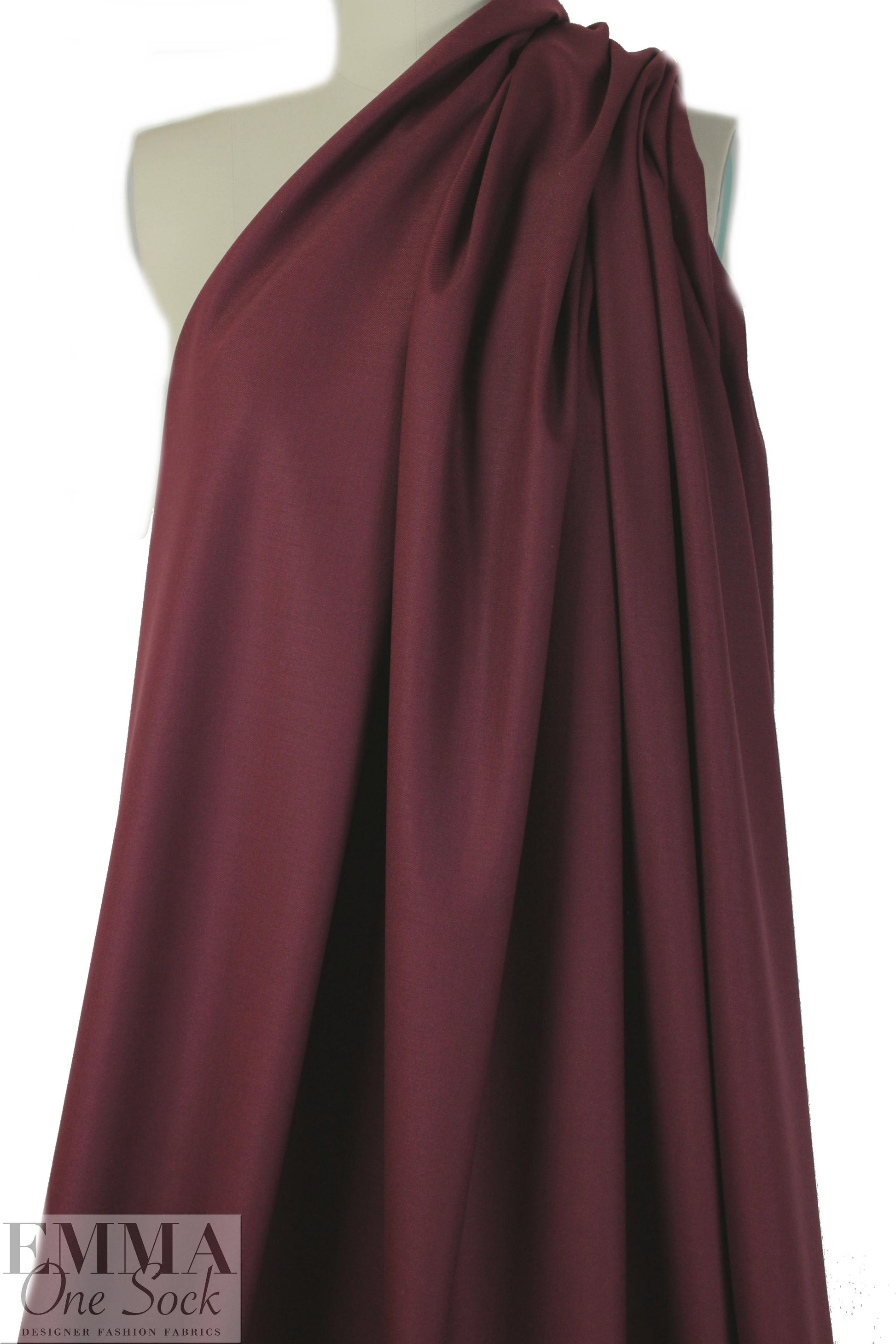 Italian stretch wool blend twill suiting - port .875 yds