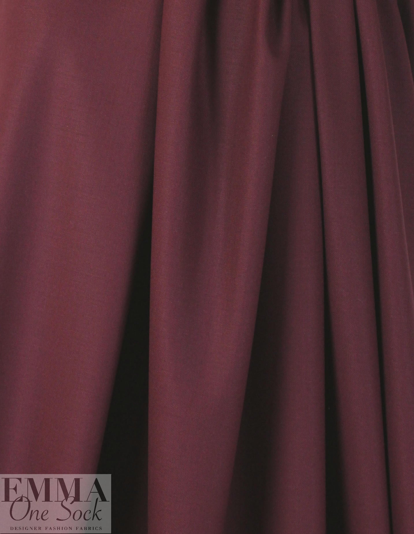 Italian stretch wool blend twill suiting - port 3 yd