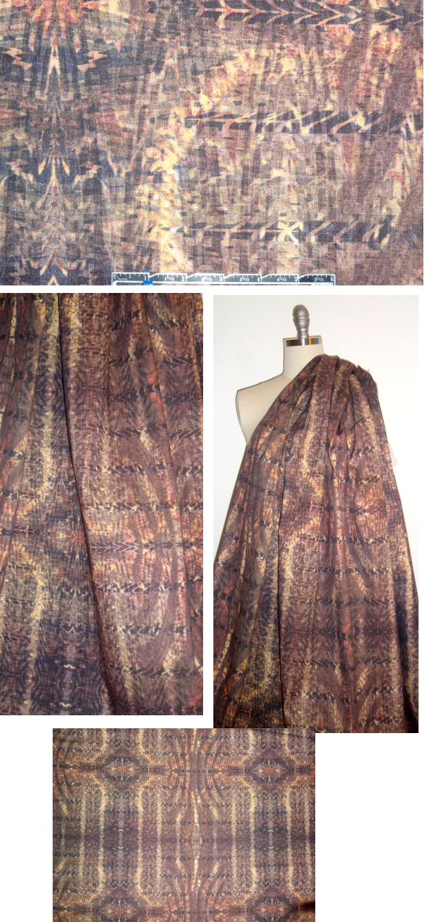 NY designer 'totem kaleidoscope' stretch cotton twill